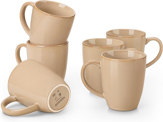 vancasso PLAYA Ceramic Coffee Mug Set of 6, 12 Oz Tea Cups by vancasso