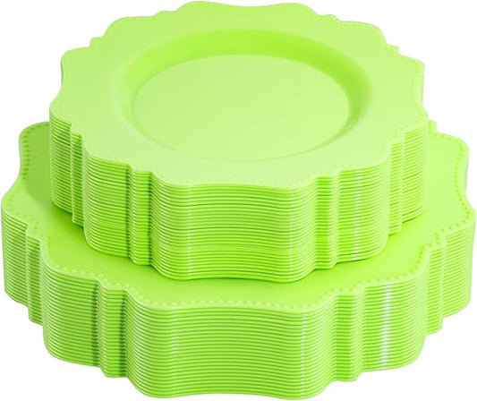 COLOSUS Disposable Cristmas Plastic Plates 60Pcs, Light Green Party Plates, Heavy Duty 30 Dinner plate 10.5" and 30 Salad/Dessert Plate 8.25" for Easter Party Dinner