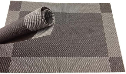 Gugrida Vinyl Coffee Placemats Heat Resistant Dining Table Mats Non-Slip Washable Place Mats Set of 6 （Coffee）