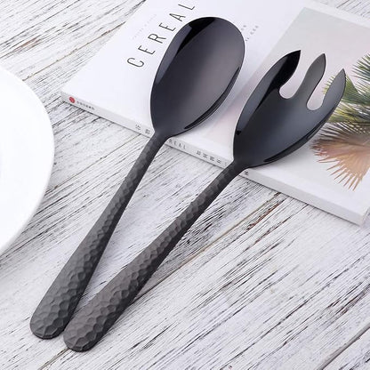 Salad Spoon and Fork Set, 12 Inch Stainless Steel Salad Server, Dishwasher Safe - Image 2