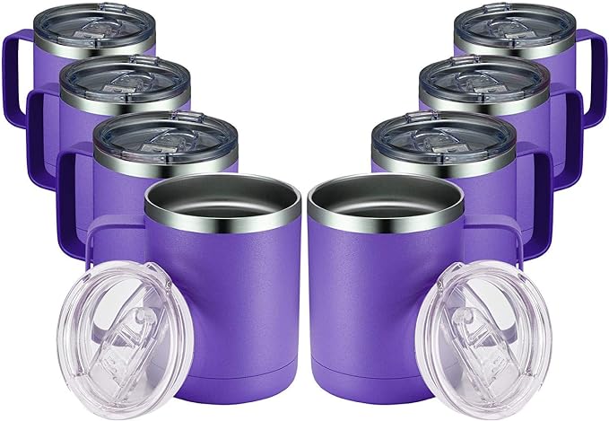 MEWAY 12oz Coffee Mug With Handle 8 Pack Bulk, Stainless Steel Insulated Travel by MEWAY