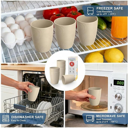 Unbreakable Wheat Straw Cups Set of 6, 12 OZ Reusable Plastic Cup Alternative - Image 4