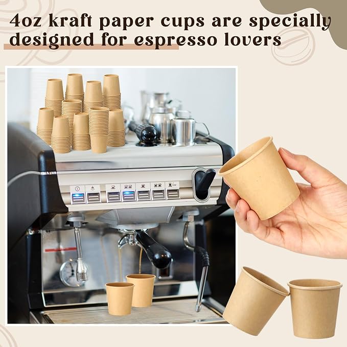 100 Pack 4oz Mini Coffee Cups Disposable Paper Cups Hot or Cold Beverage Cup - Image 5