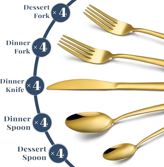Hunnycook 20-Piece Gold Silverware Set - Image 3