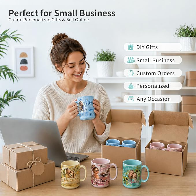 PYD Life 8 Pack Sublimation Mugs 15 OZ Mixed Macaron Colors Ceramic Cups | - Image 4