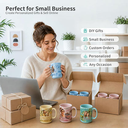 PYD Life 8 Pack Sublimation Mugs 15 OZ Mixed Macaron Colors Ceramic Cups | - Image 4