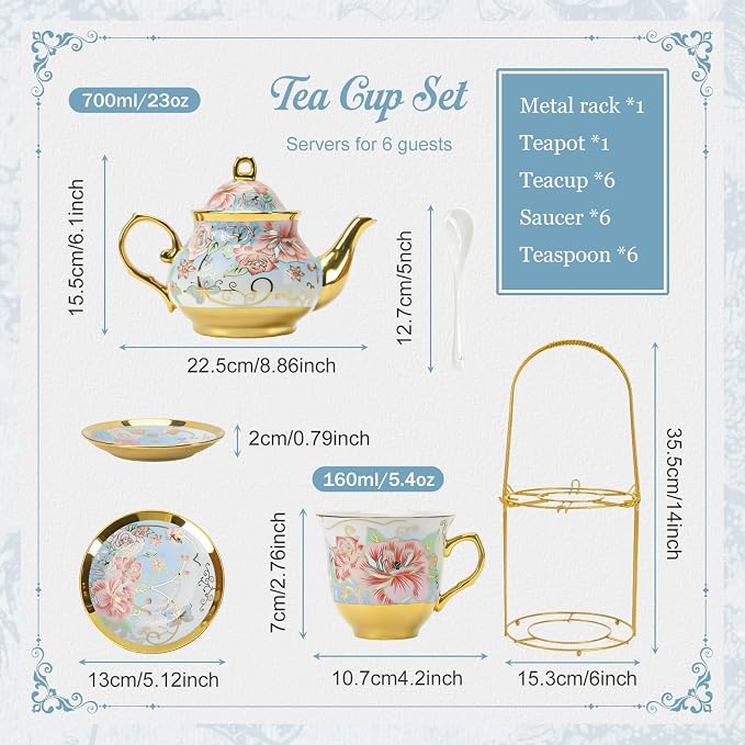 Porcelain Tea Cup and Saucer Set European Tea Set - Image 7