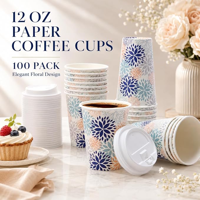 Tamone 100 PACK 12OZ Disposable Coffee Cups - Image 4