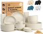 Dishes Set for 8, Wheat Straw Dinnerware Sets 40 Piece, Unbreakable Bowls and by BUSOKIP