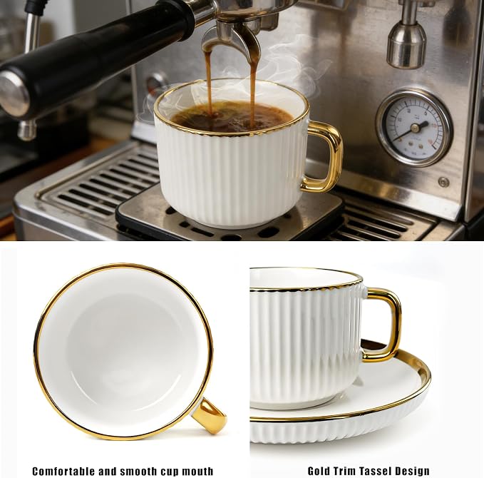 Cappuccino Cups Set of 4, 7oz Espresso Cups Set - Image 4
