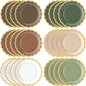 48 Pcs Woodland Green and Brown Paper Plates 9 Inch Gradient Scalloped Paper Disposable Dinner Dessert Plates for Birthday Wedding Bridal Party Supplies, 6 Colors
