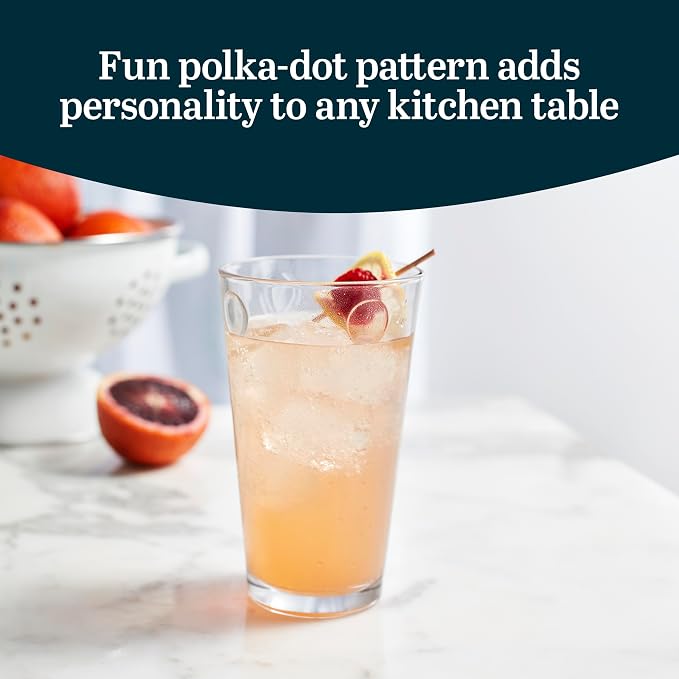Libbey Reno Tumbler Drinking Glasses, Polka Dot Pattern Tall Glass Tumbler Set - Image 2