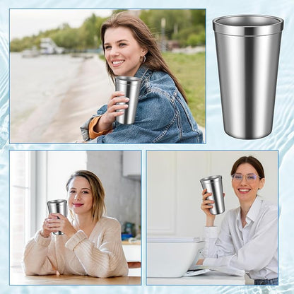 JJUNW 6 Pack Stainless Steel Cup 16 oz | Stackable Double Wall Vacuum Insulated - Image 7