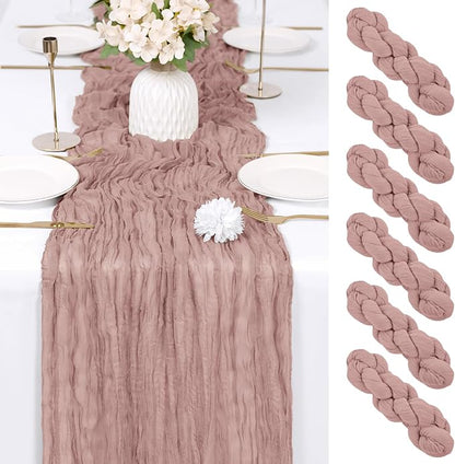 6 Pack Dusty Pink Cheesecloth Table Runner 17x108 Inch Semi Sheer Boho Gauze by Unknown