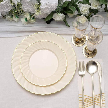 Efavormart 10-Pack 10" Ivory Vintage Plastic Dinner Plates - Image 8