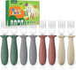 DRKIO 8 Pieces Toddler Forks Set - Baby Forks with Silicone Handle Children safe 18/8 Stainless Steel Toddler Utensils Set for Self Feeding Kids Silverware Anti-Choke Design Food Grade Dishwasher Safe