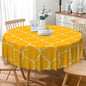 Laeacco 24 Inch Morocco Round Tablecloth Orange Geometric Lattice Modern Abstract Art Print Table Cloth Washable Waterproof Wrinkle Free Table Cover for Kitchen Dining Picnic Party Decoration