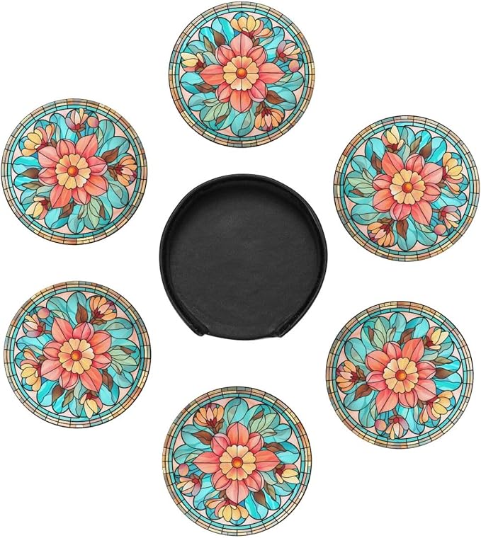 Floral Coasters For Drinks, Floral Decor Bar Drink Coasters For Coffee Table - Image 4