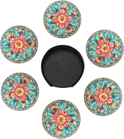 Floral Coasters For Drinks, Floral Decor Bar Drink Coasters For Coffee Table - Image 4