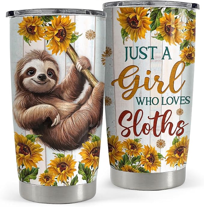 SANDJEST Sloth Tumbler 20oz Stainless Steel Insulated Coffee Travel Mug Cup by SANDJEST