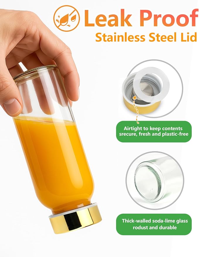 Zukro 10.5 oz Glass Juice Bottles - Image 3