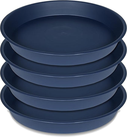 4 Pack of 18 19 inch Plant Saucer Drip Tray, Heavy Duty Deep Plant Saucers by Bleuhome