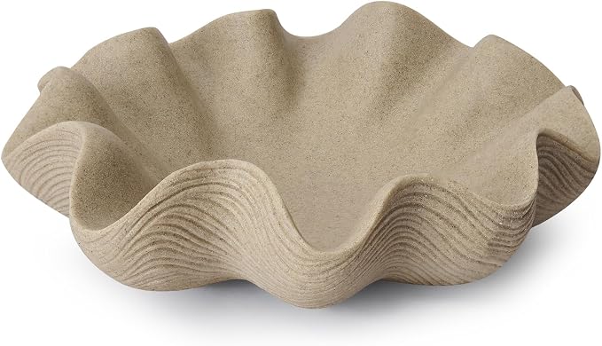 Scalloped Decorative Bowl, 12.6" Shell Ruffle Fruit Bowl Home Decor | Modern by KEWOOL