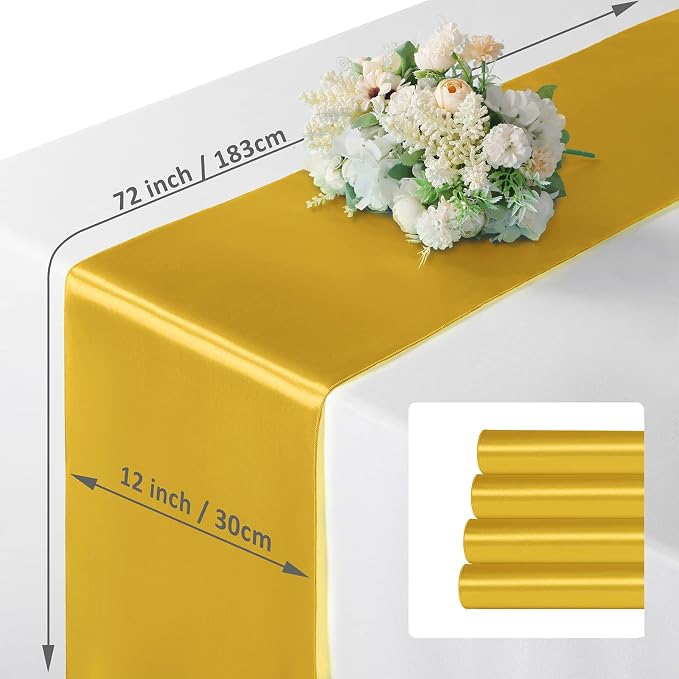 Manyshofu Gold Satin Table Runner 12x72 - Image 4