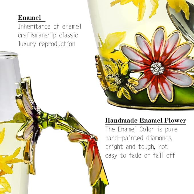 Glass Fancy Tea Cup Set Birthday Christmas Valentine's Day Gift Idea - Image 5