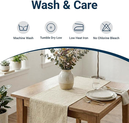 Q&J Fabric Co. Linen-Textured Table Runner 1 Pack 13x36 Inch Beige | Polyester - Image 5