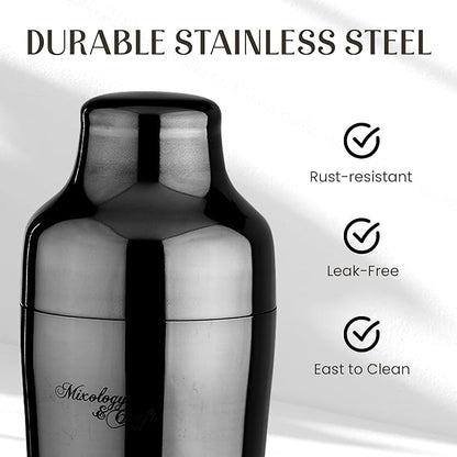 Mixology & Craft Cocktail Shaker Set with Bamboo Stand - Professional 10-Piece Bartender Kit - Complete Bar Set & Cocktail Mixer Kit for Home (Gun-Metal)