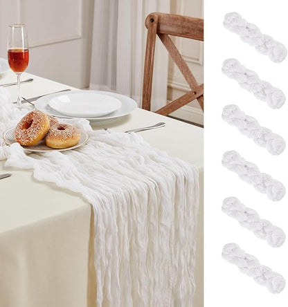 AGIRL 6 Pack White Cheesecloth Table Runner 10FT Fall Boho Gauze Home Decor | by AGIRL