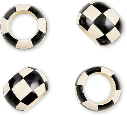 MACKENZIE-CHILDS Wood Napkin Ring Set, made from wood, fancy napkin-holder rings by Unknown