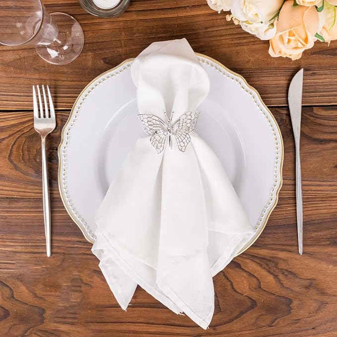Efavormart 4 Pack | Metallic Silver Laser Cut Butterfly Napkin Rings, - Image 5