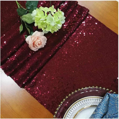 ShiDianYi Burgundy 12x72-Inch Christmas Table Runner Sequin Table Runners by ShiDianYi