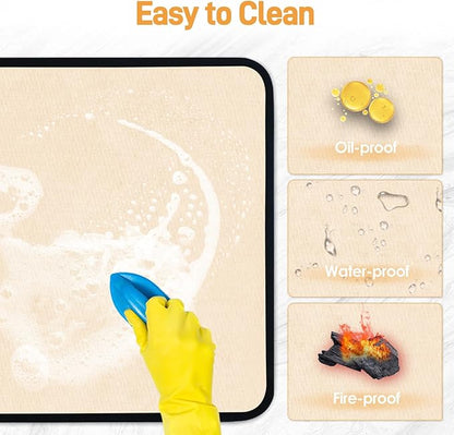 Heat Resistant Mat for Air Fryer, 15 x 18in Heat Resistant Mat for Countertop, Fireproof Silicone Countertop Protector Appliance Slider for Air Fryer, Coffee Maker, Toaster, Oven - Khaki