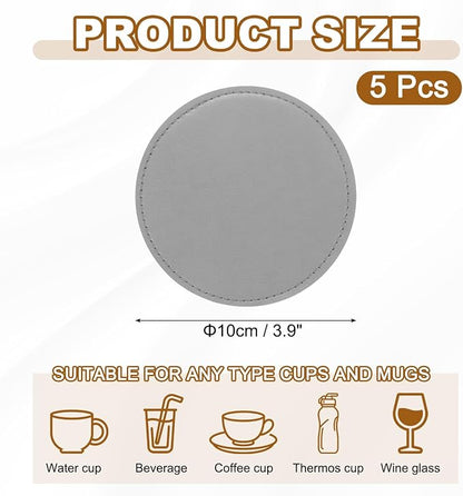 uxcell 5Pcs PU Leather Coasters - Image 2