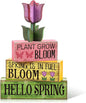 Moucuny 4 Pcs Spring Table Decoration Wooden Stacked Block Decor by Moucuny