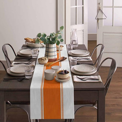 Farmhouse Orange Table Runners 108 inches Long, Modern Stripes Table Runner - Image 4