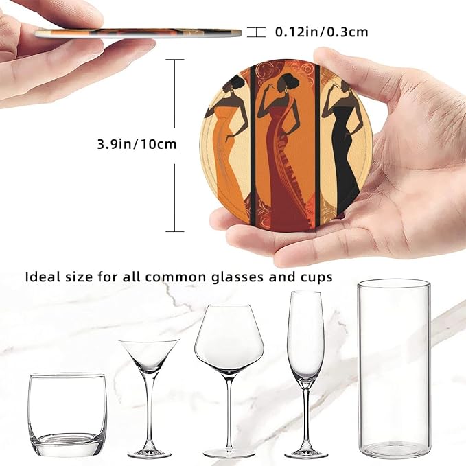 Women Leather Coasters Set of 6 - Image 3