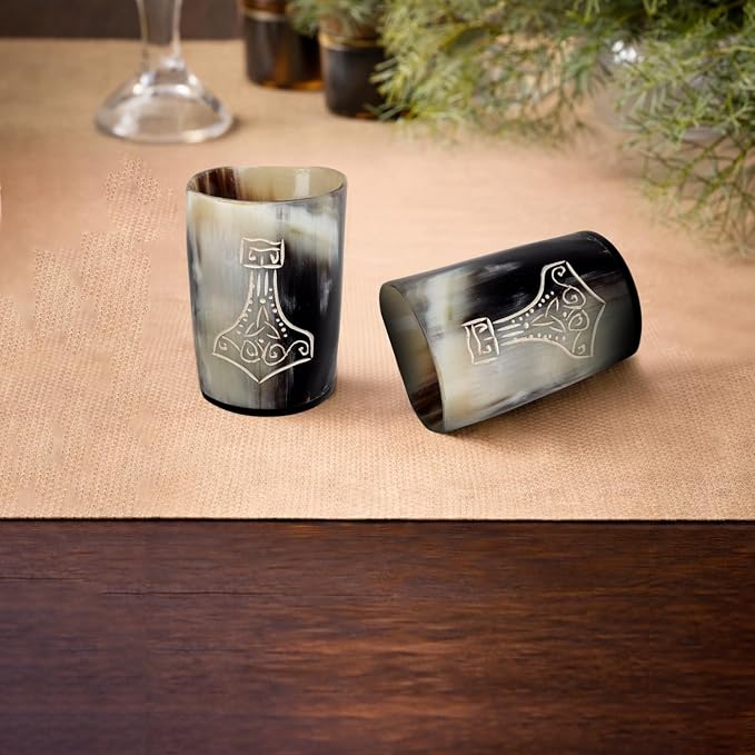 Handicrafts Home Viking Horn Shot Glasses Set of 4, Handmade Natural Ox Horn - Image 8