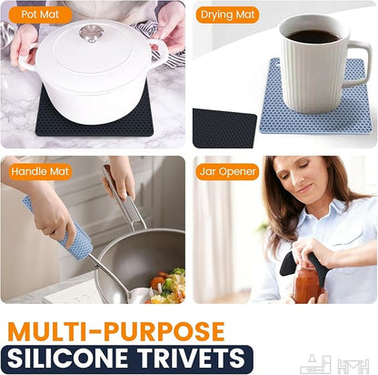 Silicone Trivet Mats 4 Heat Resistant Pot Holders Multipurpose Non-Slip Hot Pads - Image 3