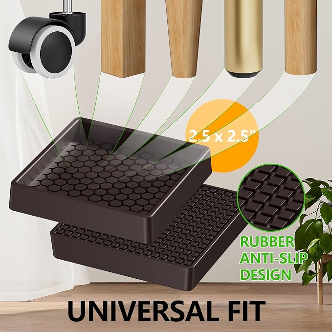 Non Slip Furniture Pads- 2.5"x2.5" Square Anti Skid Caster Cups Furniture - Image 5