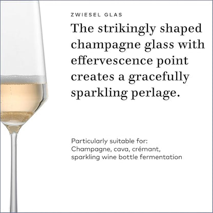 ZWIESEL GLAS Pure Champagne Glass (Set of 6), Champagne Flutes with Effervescent Point, Dishwasher-Safe Tritan Crystal Glasses, Made in Germany (10 Ounce)