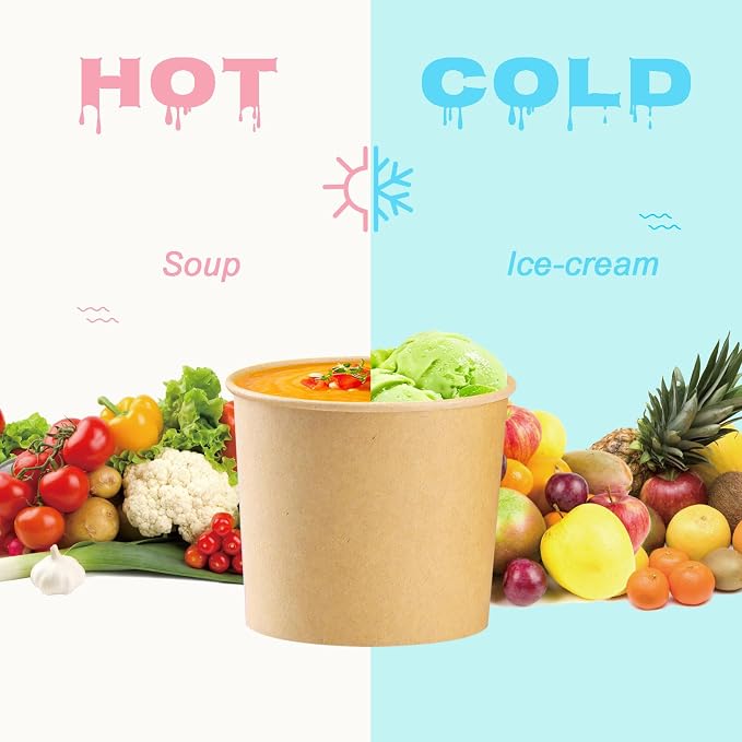 Lamosi Disposable Kraft Ice Cream Bowls 100 Count, 11 oz Paper Sundae Cups | - Image 6