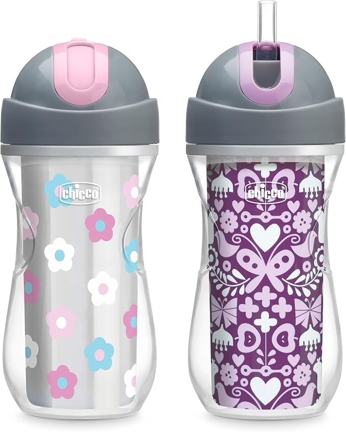Chicco Insulated Straw Sippy Cup 12+ Months, 9oz Toddler Training Cup by ChiccoUSA