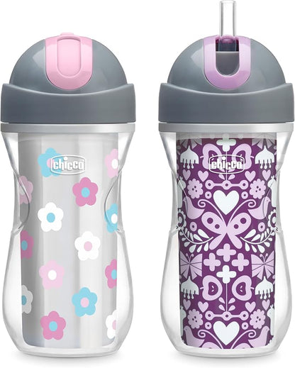 Chicco Insulated Straw Sippy Cup 12+ Months, 9oz Toddler Training Cup by ChiccoUSA