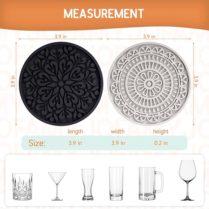 8 Pcs Boho Coasters for Drinks, Silicone Coasters - Image 3