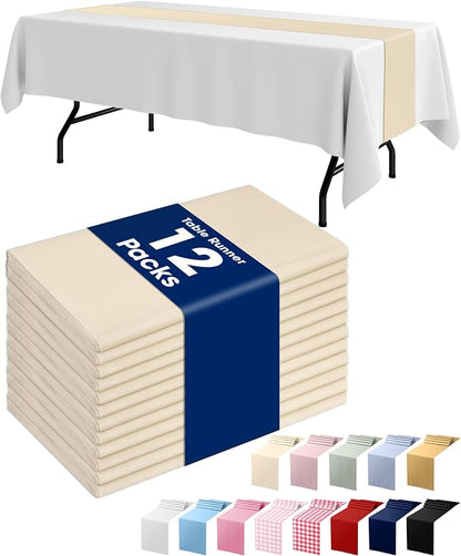 Pureegg Plastic Table Runners Disposable 12 Pack, 14 x 108 Inch Table Runner by Pureegg