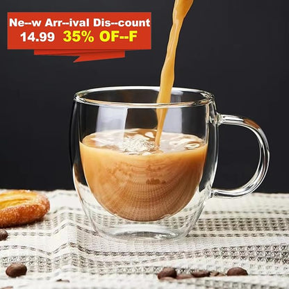 Mfacoy Double Wall Insulated Glasses Espresso Cups Set of 4, 5 oz Clear Coffee - Image 2